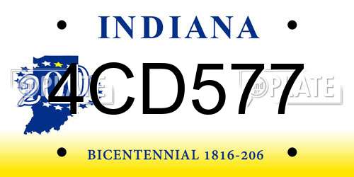 4CD577 Indiana License Plate