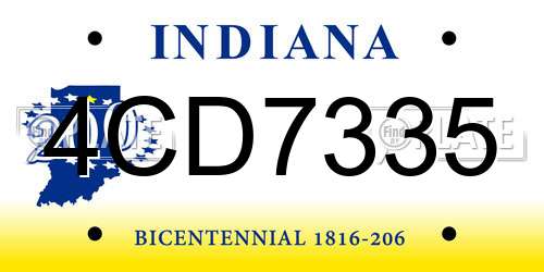 4CD7335 Indiana License Plate