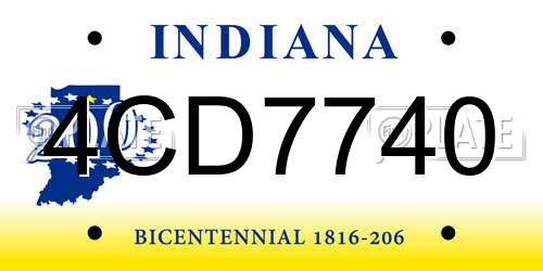 4CD7740 Indiana License Plate