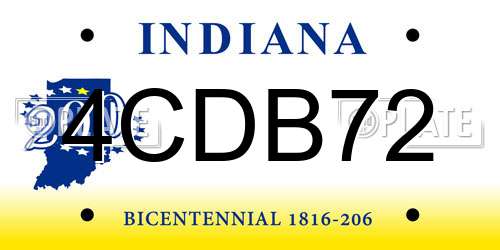 4CDB72 Indiana License Plate