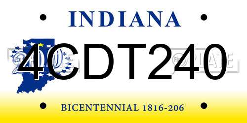 4CDT240 Indiana License Plate