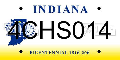 4CHS014 Indiana License Plate