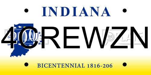 4CREWZN Indiana License Plate