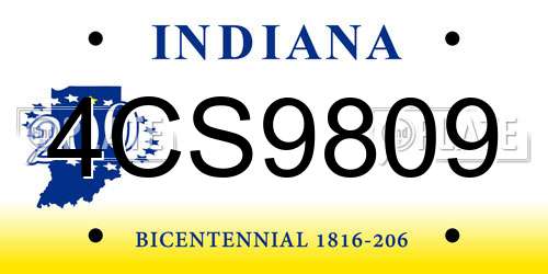 4CS9809 Indiana License Plate