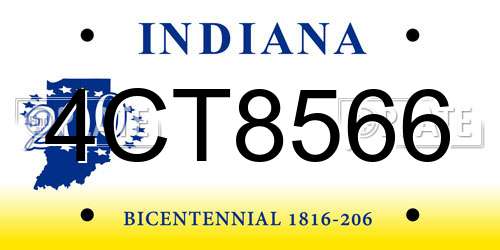 4CT8566 Indiana License Plate