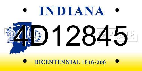 4D12845 Indiana License Plate