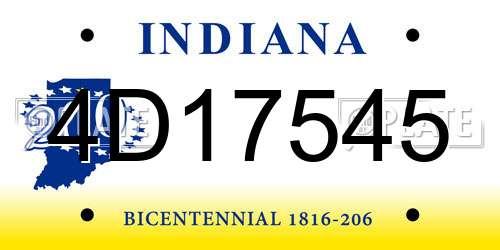 4D17545 Indiana License Plate
