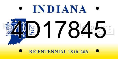 4D17845 Indiana License Plate