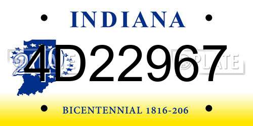 4D22967 Indiana License Plate