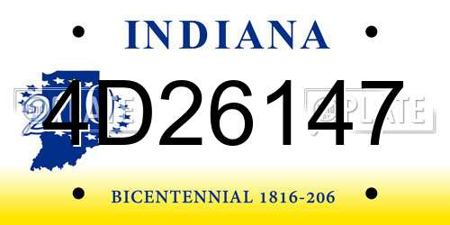 4D26147 Indiana License Plate