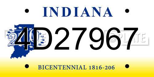 4D27967 Indiana License Plate