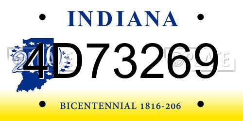 4D73269 Indiana License Plate