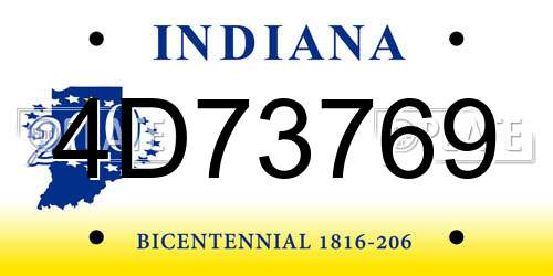 4D73769 Indiana License Plate