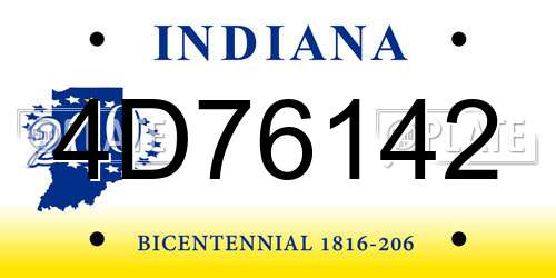 4D76142 Indiana License Plate