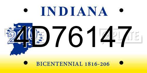 4D76147 Indiana License Plate