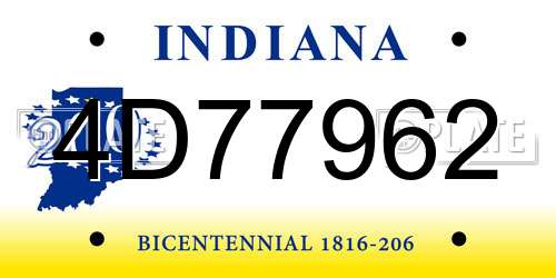4D77962 Indiana License Plate