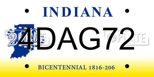 4DAG72 Indiana License Plate