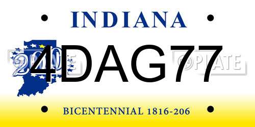 4DAG77 Indiana License Plate
