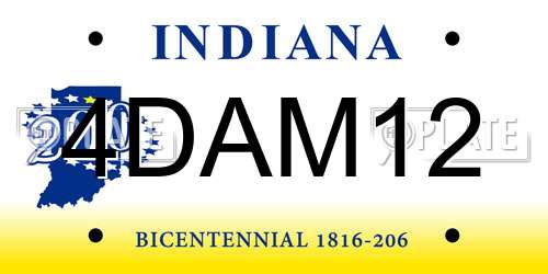 4DAM12 Indiana License Plate