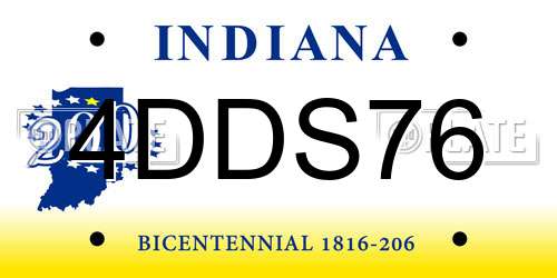 4DDS76 Indiana License Plate