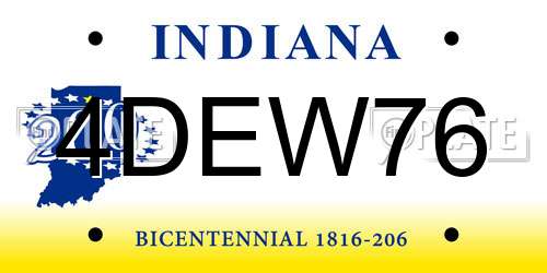 4DEW76 Indiana License Plate