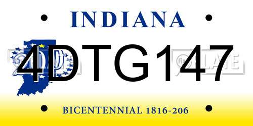 4DTG147 Indiana License Plate