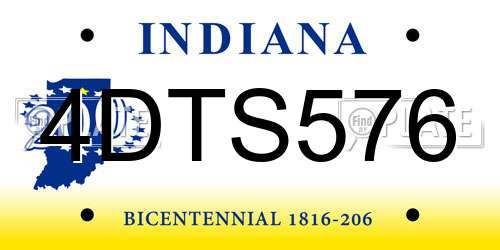 4DTS576 Indiana License Plate