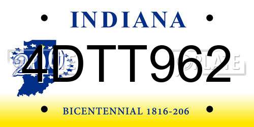 4DTT962 Indiana License Plate