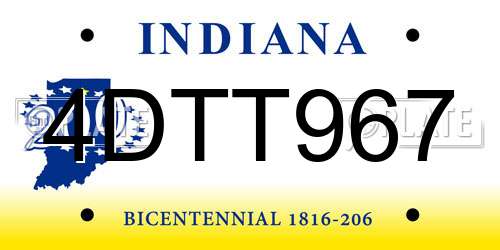 4DTT967 Indiana License Plate