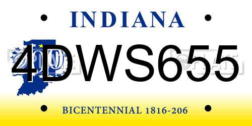 4DWS655 Indiana License Plate