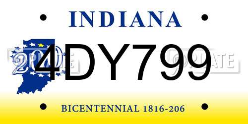 4DY799 Indiana License Plate