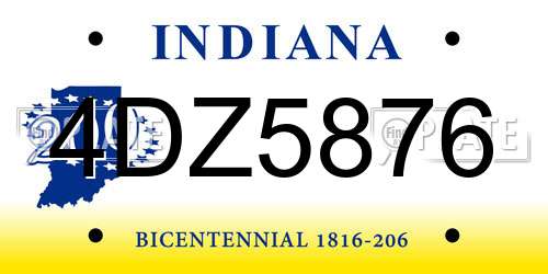 4DZ5876 Indiana License Plate