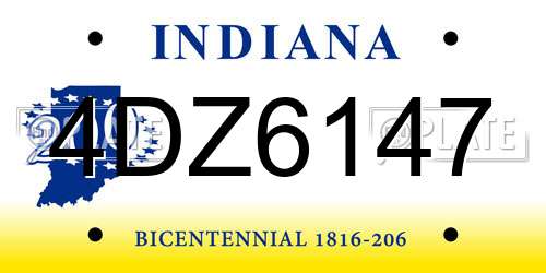 4DZ6147 Indiana License Plate