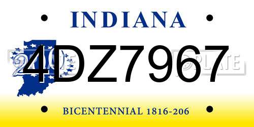 4DZ7967 Indiana License Plate