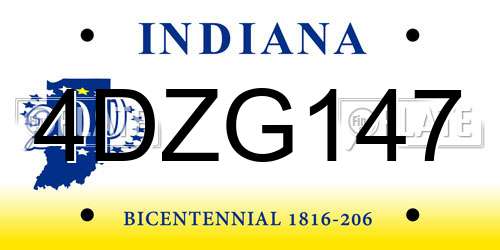 4DZG147 Indiana License Plate