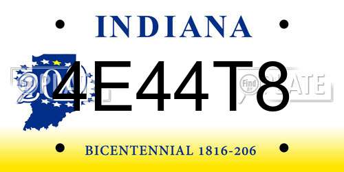 4E44T8 Indiana License Plate