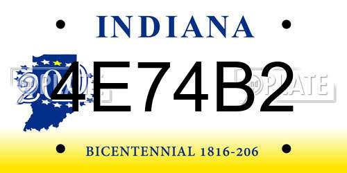 4E74B2 Indiana License Plate