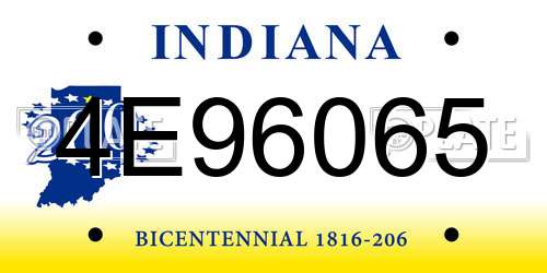 4E96065 Indiana License Plate