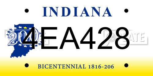 4EA428 Indiana License Plate