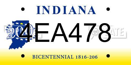 4EA478 Indiana License Plate
