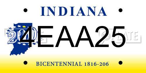 4EAA25 Indiana License Plate