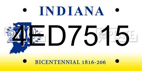 4ED7515 Indiana License Plate