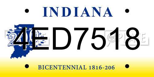 4ED7518 Indiana License Plate