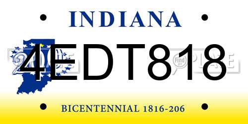 4EDT818 Indiana License Plate