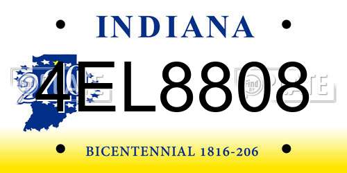 4EL8808 Indiana License Plate