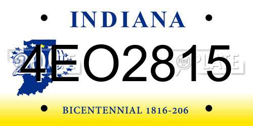4EO2815 Indiana License Plate
