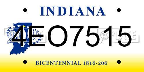4EO7515 Indiana License Plate