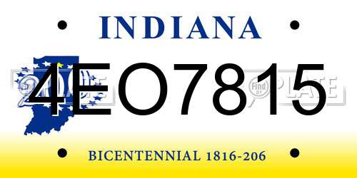 4EO7815 Indiana License Plate