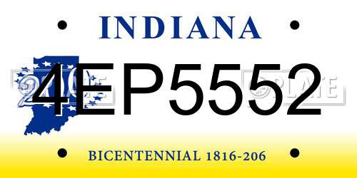 4EP5552 Indiana License Plate