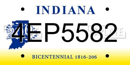 4EP5582 Indiana License Plate